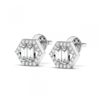 0.14ct bag diamond and 0.13ct round diamond earrings