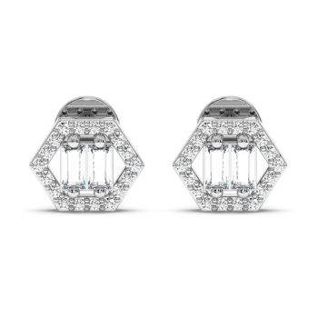 0.14ct bag diamond and 0.13ct round diamond earrings