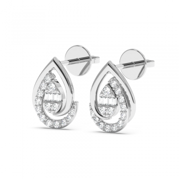 Earrings with baget diamonds of 0.04ct and round diamonds of 0.19ct