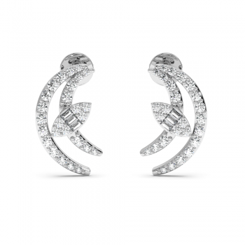 0.05ct baget diamond and 0.34ct round diamond earrings