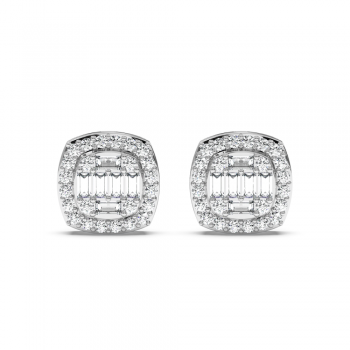 Earrings with 0.25 ct Baget Diamonds and 0.38 ct round diamonds