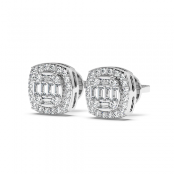 Earrings with 0.25 ct Baget Diamonds and 0.38 ct round diamonds