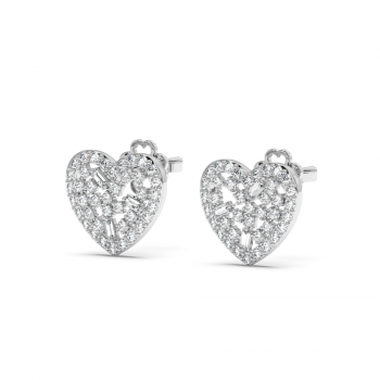 Earrings with 0.08 ct Baget Diamonds and 0.41 ct round diamonds