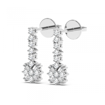 Earrings with 0.08 baget diamonds and 0.15ct round diamonds