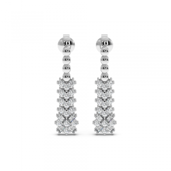 0.08ct baget diamond and 0.25ct round diamond earrings