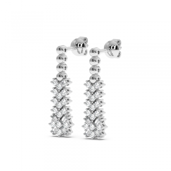 0.08ct baget diamond and 0.25ct round diamond earrings