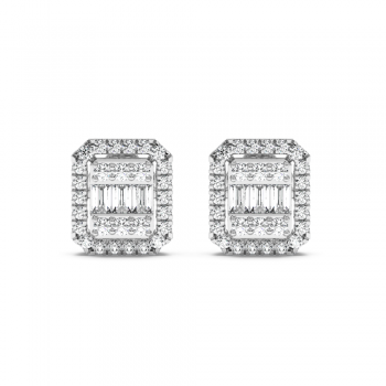 Earrings with 0.13 ct baget diamonds and 0.51 ct round diamonds