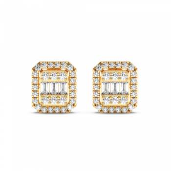 Earrings with 0.13 ct baget diamonds and 0.51 ct round diamonds