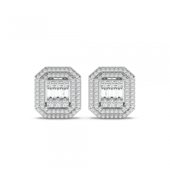 Earrings with 0.14 ct Baget Diamonds and 0.67 ct round diamonds