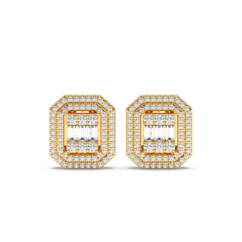 Earrings with 0.14 ct Baget Diamonds and 0.67 ct round diamonds