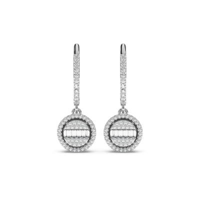 Earrings with 0.17 ct Baget Diamonds and 0.27 ct round diamonds