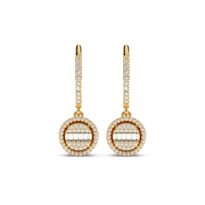 Earrings with 0.17 ct Baget Diamonds and 0.27 ct round diamonds