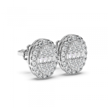 Earrings with 0.17 ct Baget Diamonds and 0.78 ct round diamonds
