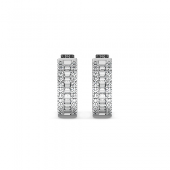 Earrings with 0.21ct Baget Diamonds and 0.24ct Round Diamonds