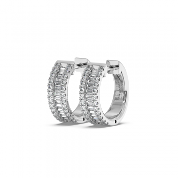 Earrings with 0.21ct Baget Diamonds and 0.24ct Round Diamonds