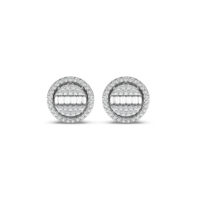 Earrings with 0.18 ct Baget Diamonds and 0.20 ct round diamonds