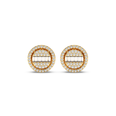 Earrings with 0.18 ct Baget Diamonds and 0.20 ct round diamonds