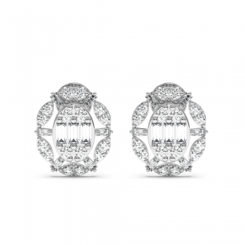 0.26ct baget diamond and 0.35ct round diamond earrings