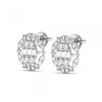 0.26ct baget diamond and 0.35ct round diamond earrings