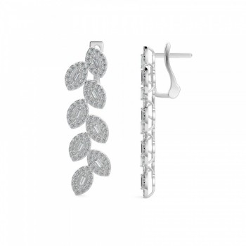 Earrings with 0.27 ct Baget Diamonds and 0.48 ct round diamonds
