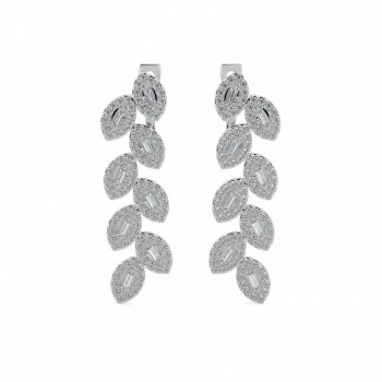 Earrings with 0.27 ct Baget Diamonds and 0.48 ct round diamonds