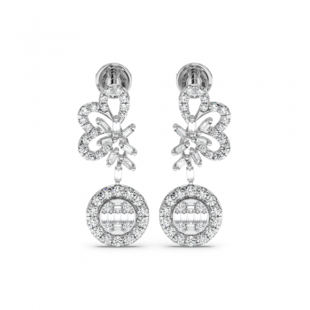 Earrings with baget diamonds of 0.29ct and round diamonds of 0.58ct