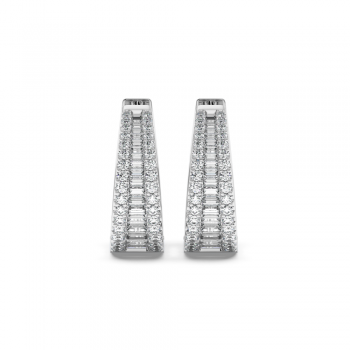 Earrings with 0.48ct Baget Diamonds and 0.62ct Round Diamonds