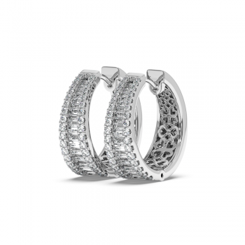 Earrings with 0.48ct Baget Diamonds and 0.62ct Round Diamonds