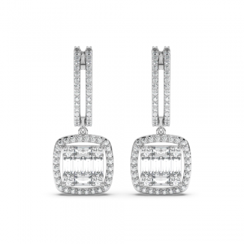 0.49ct baget diamond and 1.05ct round diamond earrings