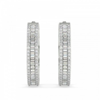 Earrings with 0.61 ct Baget Diamonds and 0.83 ct round diamonds