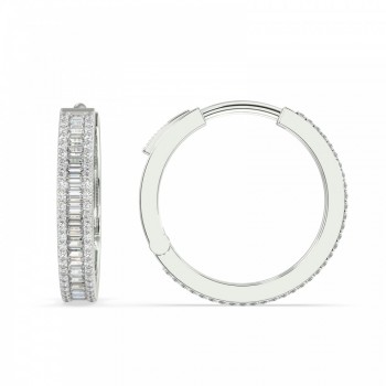 Earrings with 0.61 ct Baget Diamonds and 0.83 ct round diamonds