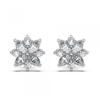 Earrings with 0.60 ct marquise diamonds and 0.17 ct round diamonds