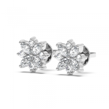Earrings with 0.60 ct marquise diamonds and 0.17 ct round diamonds