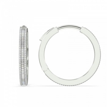 Earrings with 1.02 ct Baget Diamonds and 0.75 ct round diamonds