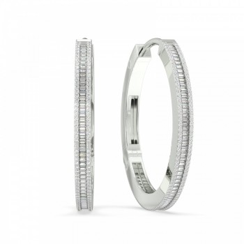 Earrings with 1.25 ct Baget Diamonds and 0.92 ct round diamonds