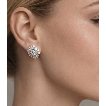 Earrings with 0.93 ct Baget Diamonds and 1.58 ct round diamonds