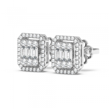 Earrings with 0.04 ct Baguette Diamonds and 0.21 ct Round Diamonds