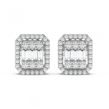 Earrings with 0.04 ct Baguette Diamonds and 0.21 ct Round Diamonds