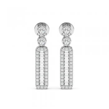 Earrings with 0.22 ct Baget diamonds and 0.46 ct round diamonds