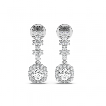 Earrings with 0.54 ct center diamond and 0.44 ct side diamonds