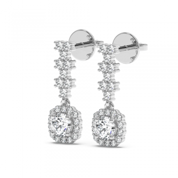 Earrings with 0.54 ct center diamond and 0.44 ct side diamonds