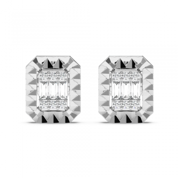 Earrings with 0.11 ct diamonds and 0.19 ct baget cut diamonds