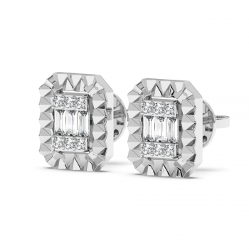Earrings with 0.11 ct diamonds and 0.19 ct baget cut diamonds