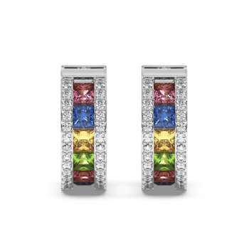 Earrings with 0.16 ct Diamonds and 0.77 ct Sapphires