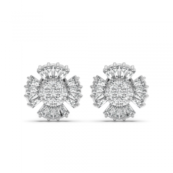 Earrings with 0.04 ct diamonds and 0.30 ct baget cut diamonds