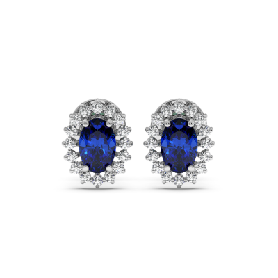 0.16 ct diamond and 0.72 ct sapphire earrings
