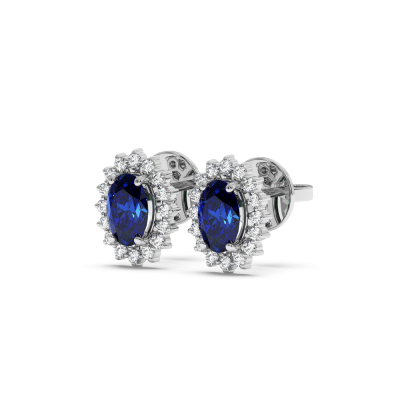 0.16 ct diamond and 0.72 ct sapphire earrings