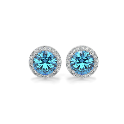 0.27 ct diamond and 1.30 ct blue-topaz earrings