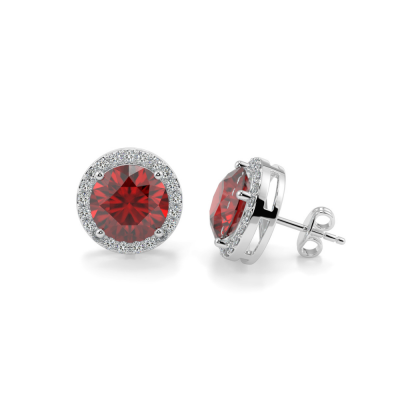 Earrings with 0.27 ct Diamonds and 1.30 ct Rubies