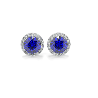 Earrings with 0.27 ct diamonds and 1.30 ct Tanzanite